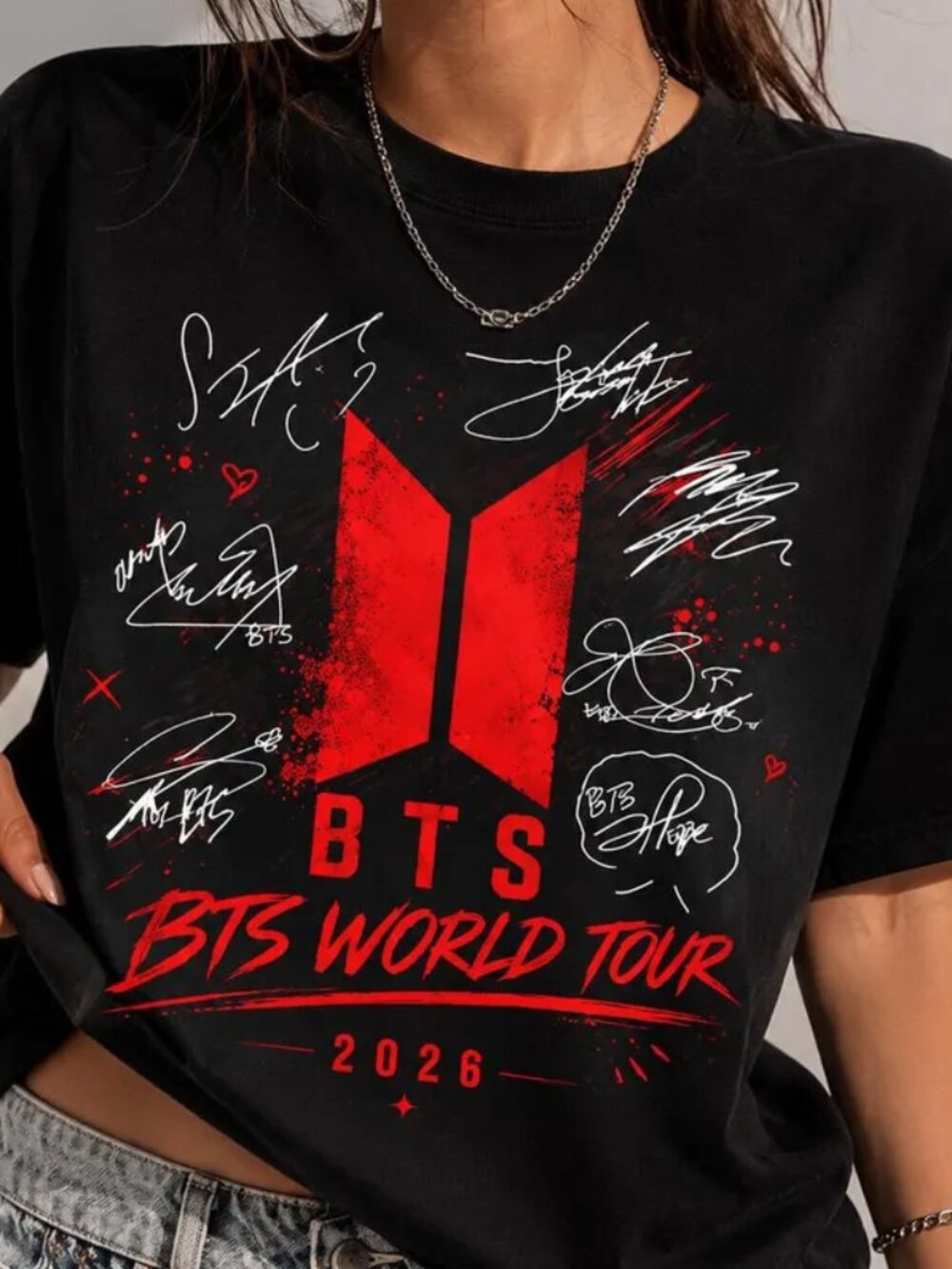 BTS World Tour 2026 T-Shirt  Band Logo, Autograph Graphic T Shirt